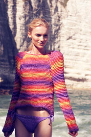 dámský letní ručně pletený svetřík z příze Cool Cut Color