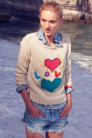 dámský letní ručně pletený svetřík z přízí Soft Cotton, Frizzy a Algarve