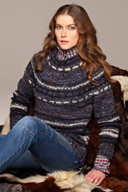 dámský ručně pletený pulovr z příze Country Tweed a Natura
